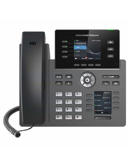 GRP2614 Teléfono IP Wi-Fi, Grado Operador, 4 líneas SIP con 4 cuentas, pantalla a color 2.8", puertos Gigabit, Bluetooth, PoE , Grandstream, Teléfonos IP Guatemala