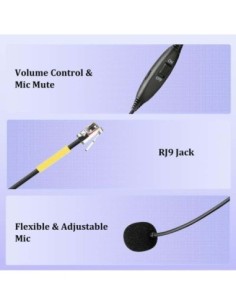 Y502Y3 Auriculares telefónicos con cable y micrófono con cancelación de ruido, Callez, Conector RJ9. Para Grandstream, Yealink 2