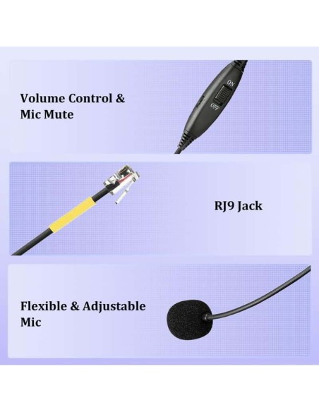 Y502Y3 Auriculares telefónicos con cable y micrófono con cancelación de ruido, Callez, Conector RJ9. Para Grandstream, Yealink , Callez, Audífonos de diadema Guatemala