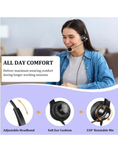 Y502Y3 Auriculares telefónicos con cable y micrófono con cancelación de ruido, Callez, Conector RJ9. Para Grandstream, Yealink , Callez, Audífonos de diadema Guatemala
