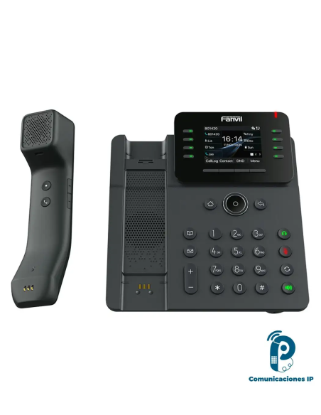 V62PRO teléfono IP empresarial con handset Bluetooth inalámbrico, 12 líneas SIP, pantalla color 2.8", dual Gigabit PoE y 21 DSS