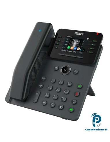 V62PRO teléfono IP empresarial con handset Bluetooth inalámbrico, 12 líneas SIP, pantalla color 2.8", dual Gigabit PoE y 21 DSS