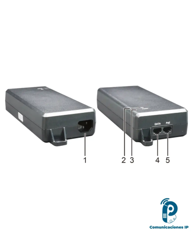 AD-560062T0E Inyector PoE 35W de escritorio, 56 V, , salida 56V, doble puerto RJ45,  rango AC amplio para redes empresariales