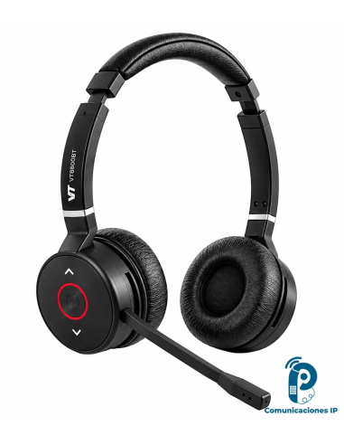 VT9800 BT Duo Diadema Inalámbrica, Bluetooth 5.0, Doble Auricular, Micrófono Unidireccional, 15 Horas de Conversación