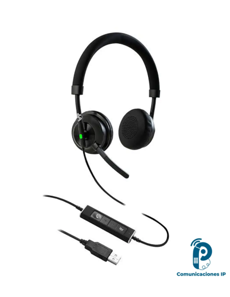 VT7600 UNC-D Duo+GN QD Auricular profesional binaural, micrófono unidireccional, conexión QD y audio HiFi para teléfonos IP y PC