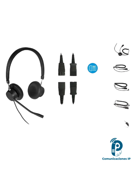 VT7600 UNC-D Duo+GN QD Auricular profesional binaural, micrófono unidireccional, conexión QD y audio HiFi para teléfonos IP y PC