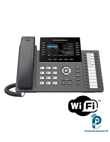 GRP2636 Teléfono IP profesional para recepción y alto volumen, 12 líneas, 16 cuentas SIP y Wi-Fi 6 integrado