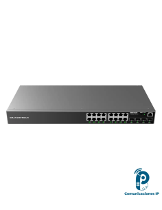 GWN7802P switch administrable Layer 2+ para redes empresariales con 16 puertos Gigabit PoE+ y 4 SFP de 1 Gbps